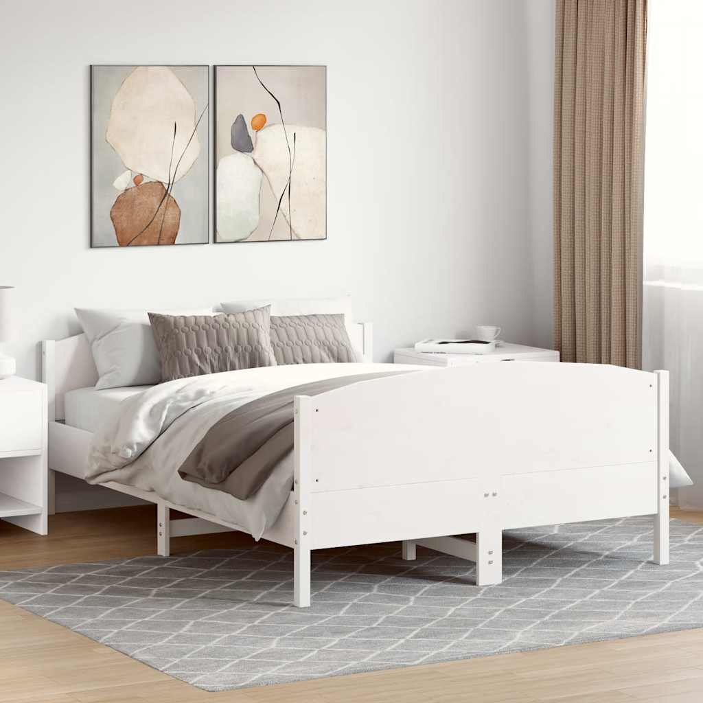 fehér tömör fenyőfa ágy matrac nélkül 150 x 200 cm