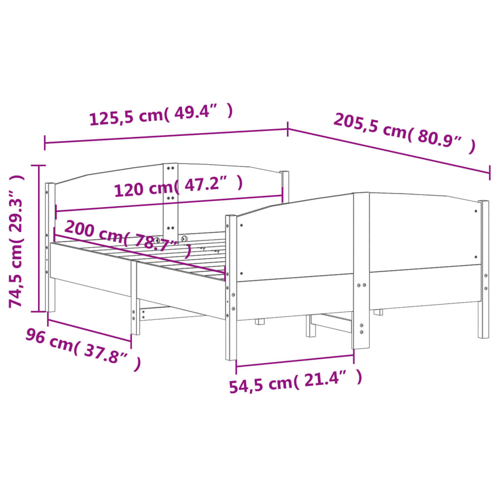 viaszbarna tömör fenyőfa ágy matrac nélkül 120 x 200 cm