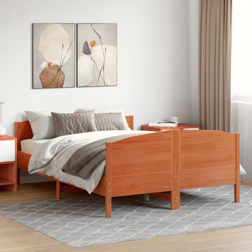 viaszbarna tömör fenyőfa ágy matrac nélkül 120 x 200 cm