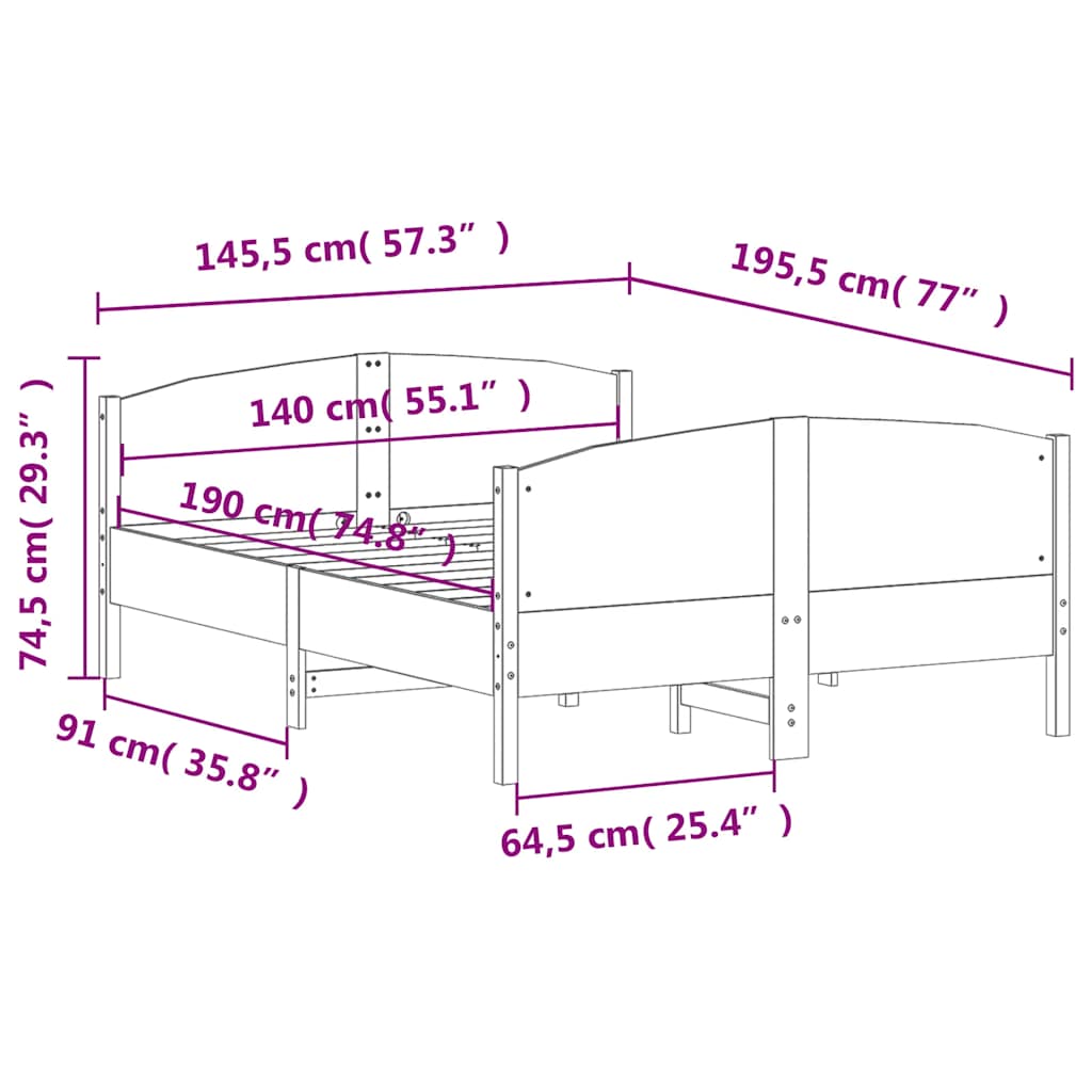viaszbarna tömör fenyőfa ágy matrac nélkül 140 x 190 cm