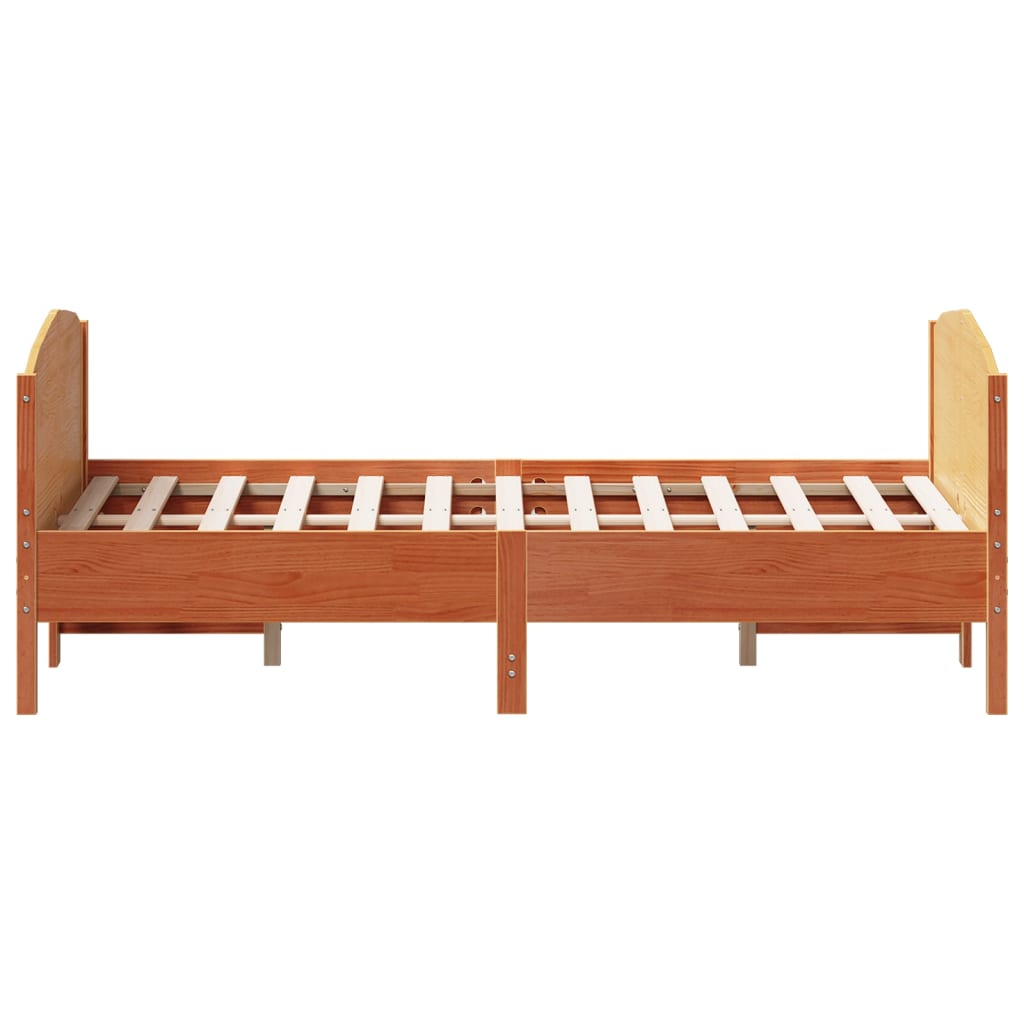 viaszbarna tömör fenyőfa ágy matrac nélkül 135 x 190 cm