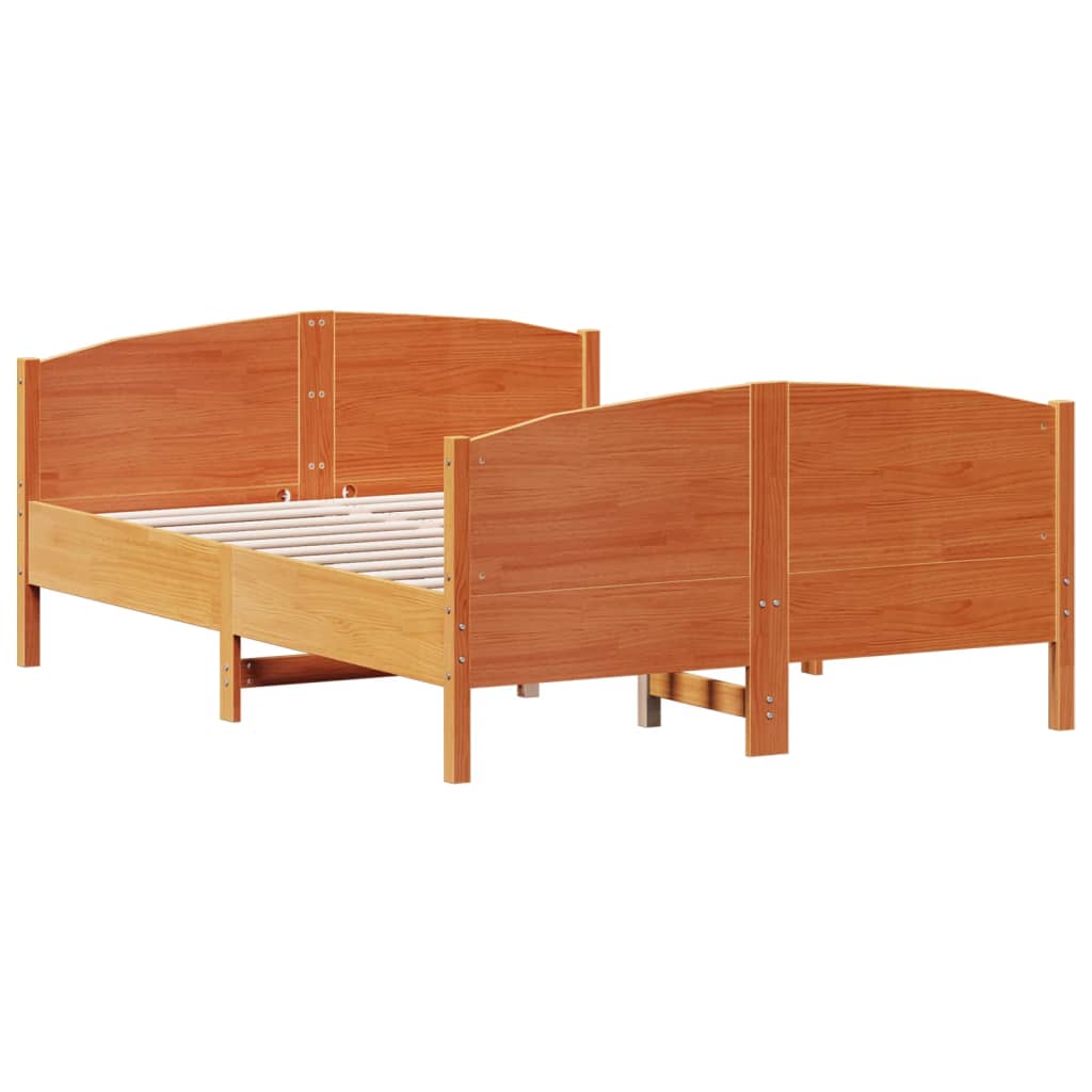 viaszbarna tömör fenyőfa ágy matrac nélkül 135 x 190 cm