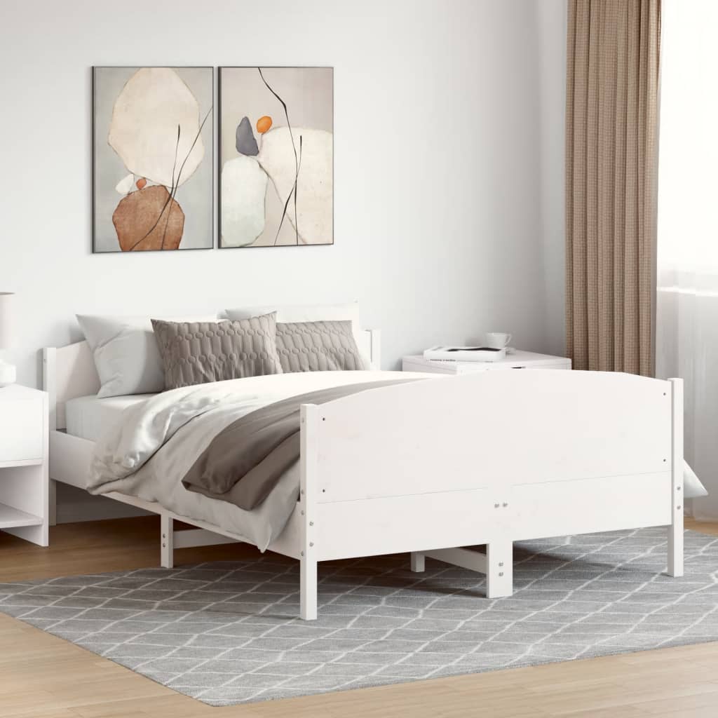 fehér tömör fenyőfa ágy matrac nélkül 120 x 190 cm