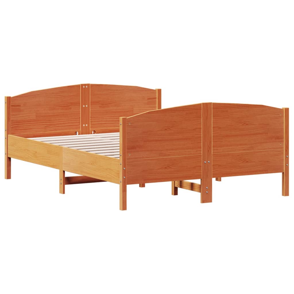 viaszbarna tömör fenyőfa ágy matrac nélkül 120 x 190 cm