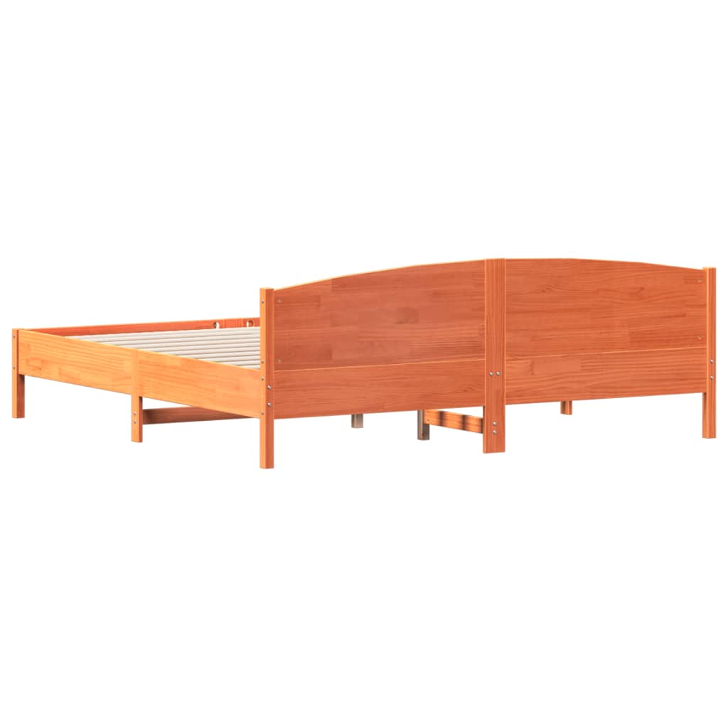 viaszbarna tömör fenyőfa ágy matrac nélkül 200 x 200 cm