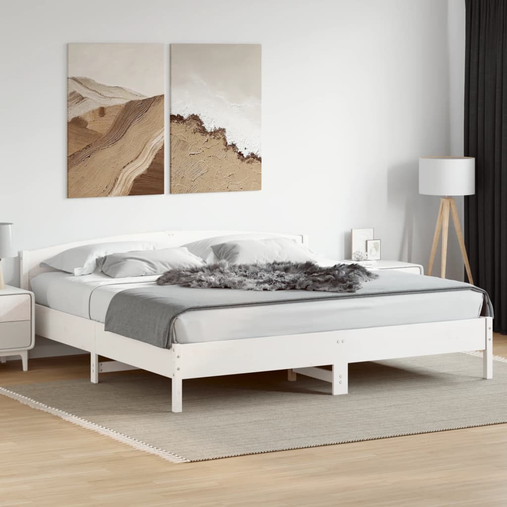 fehér tömör fenyőfa ágy matrac nélkül 180 x 200 cm