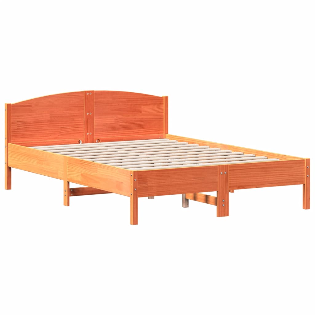 viaszbarna tömör fenyőfa ágy matrac nélkül 160 x 200 cm