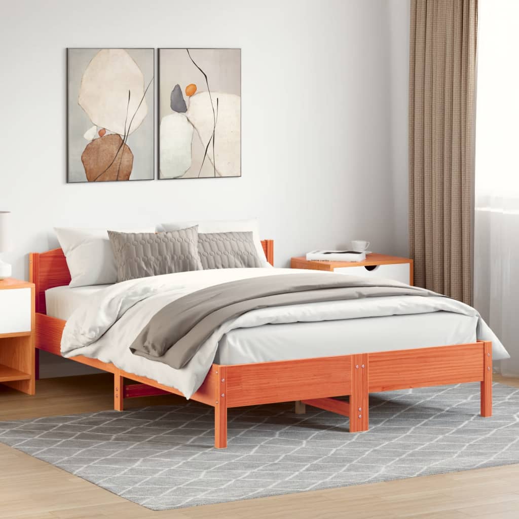 viaszbarna tömör fenyőfa ágy matrac nélkül 160 x 200 cm