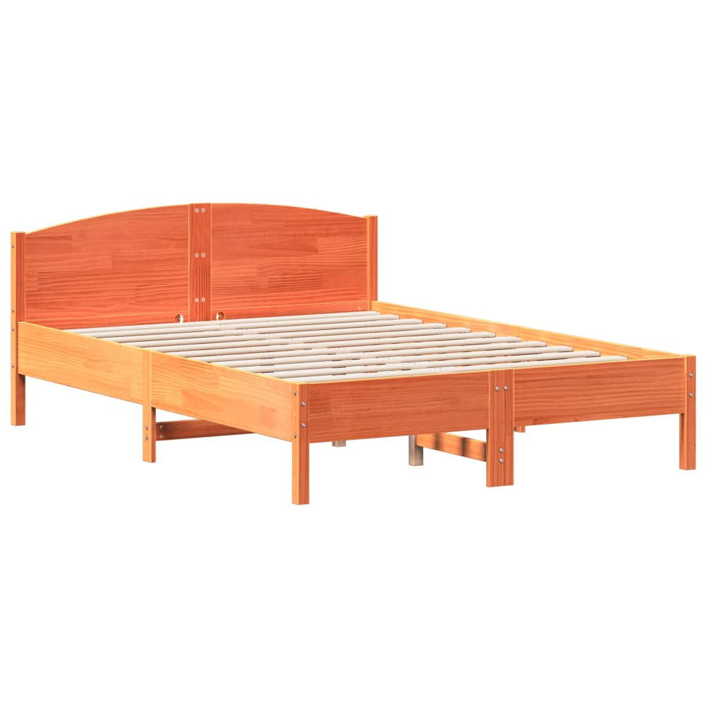 viaszbarna tömör fenyőfa ágy matrac nélkül 150 x 200 cm