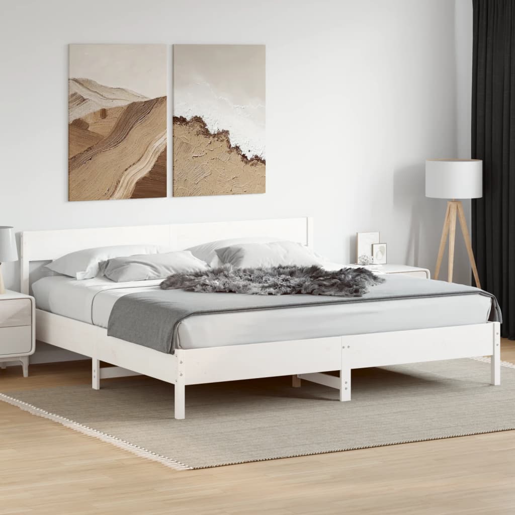fehér tömör fenyőfa ágy matrac nélkül 200 x 200 cm