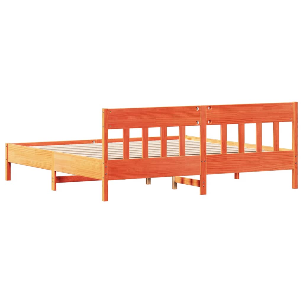 viaszbarna tömör fenyőfa ágy matrac nélkül 200 x 200 cm