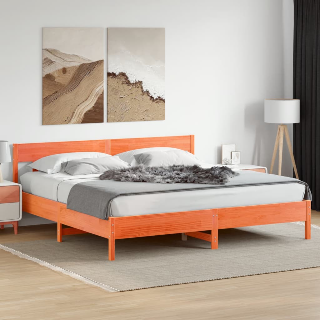 viaszbarna tömör fenyőfa ágy matrac nélkül 200 x 200 cm