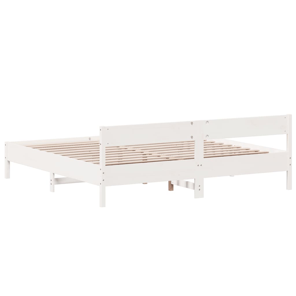 fehér tömör fenyőfa ágy matrac nélkül 200 x 200 cm