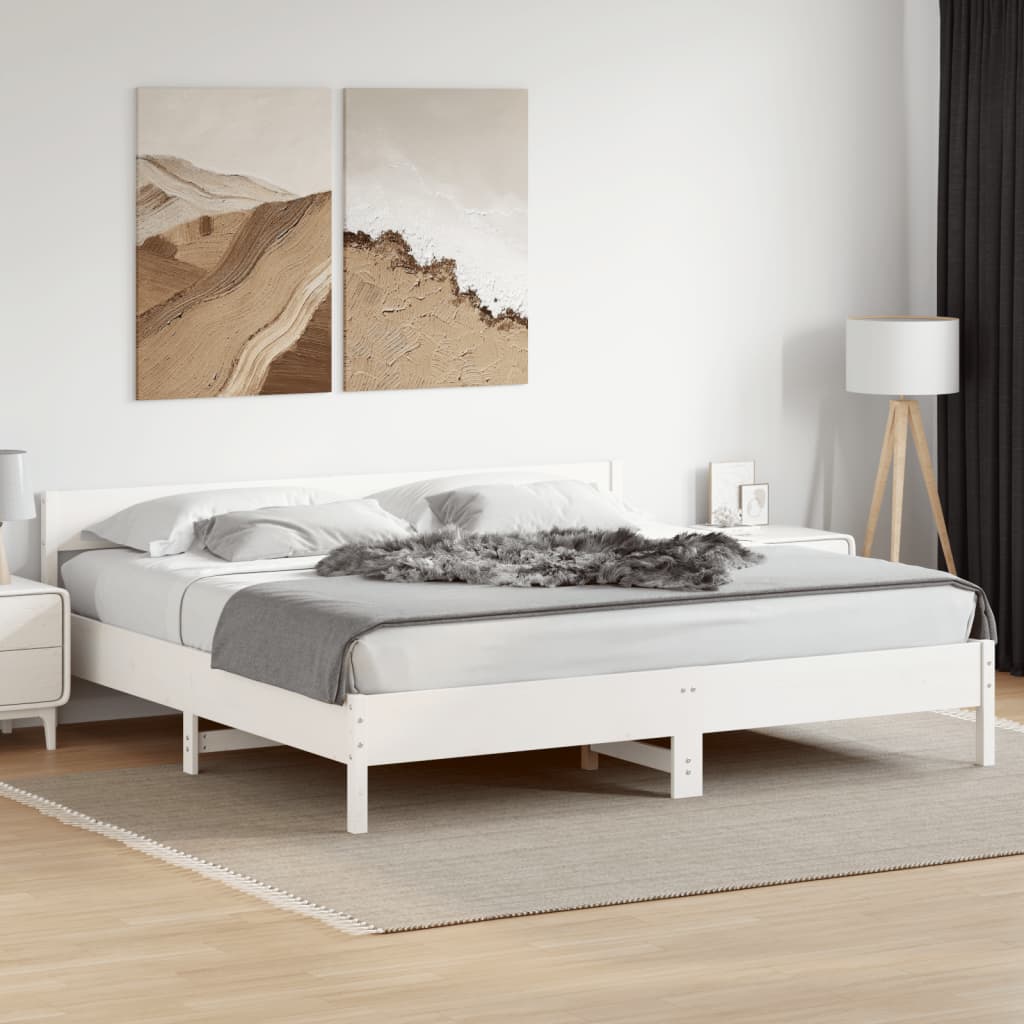 fehér tömör fenyőfa ágy matrac nélkül 200 x 200 cm