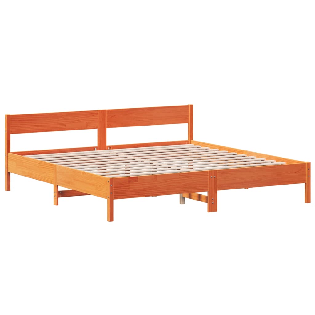 viaszbarna tömör fenyőfa ágy matrac nélkül 200 x 200 cm