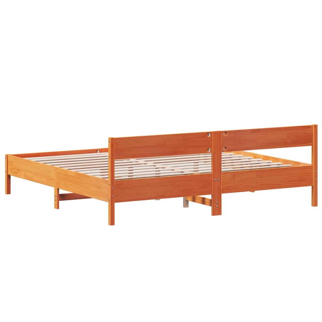 viaszbarna tömör fenyőfa ágy matrac nélkül 200 x 200 cm