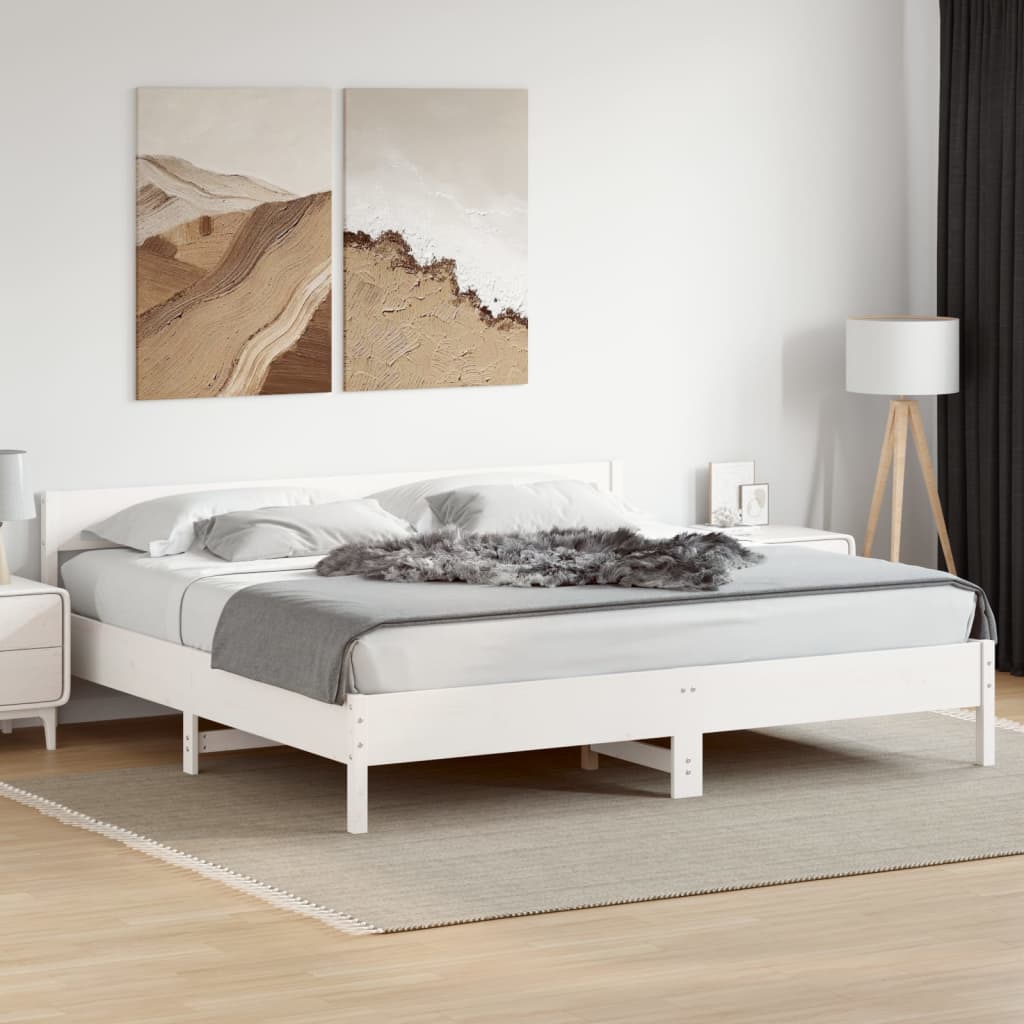 fehér tömör fenyőfa ágy matrac nélkül 180 x 200 cm