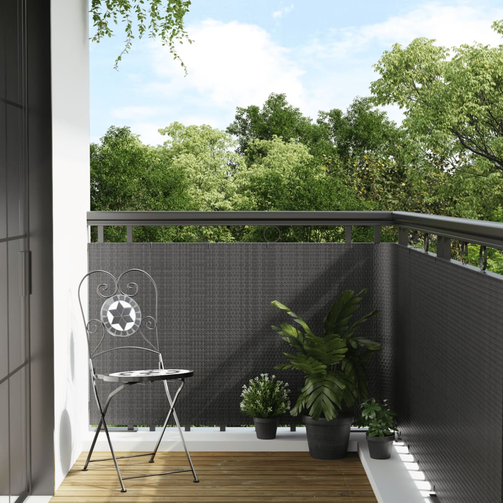 antracitszürke polyrattan erkélyparaván 300 x 80 cm