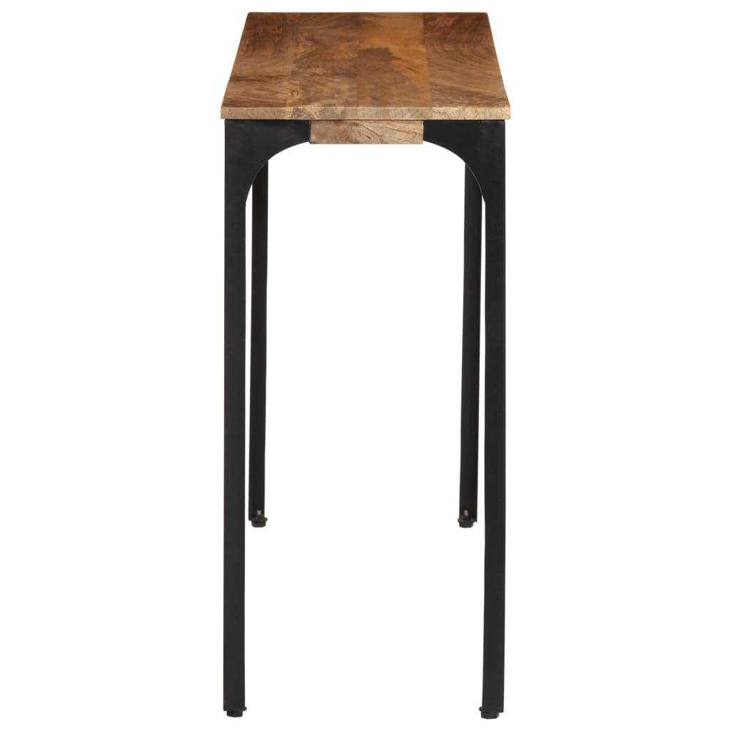 barna tömör mangófa és vas konzolasztal 110 x 35 x 76 cm