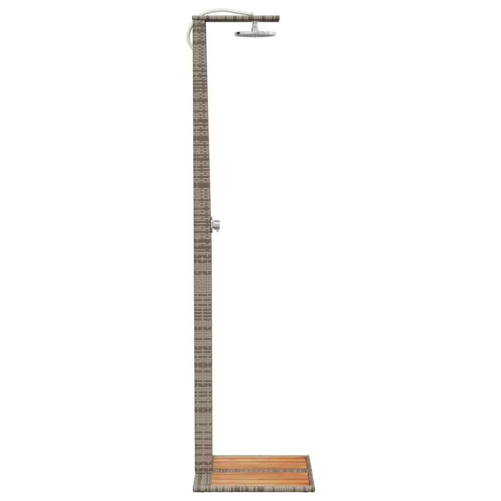 szürke polyrattan és akácfa kültéri zuhanyzó 50 x 55 x 224 cm
