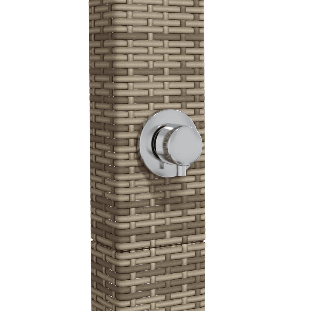 szürke polyrattan és akácfa kültéri zuhanyzó 50 x 55 x 224 cm