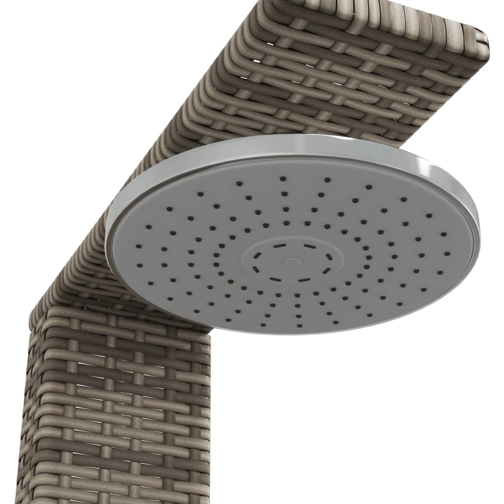 szürke polyrattan és akácfa kültéri zuhanyzó 50 x 55 x 224 cm