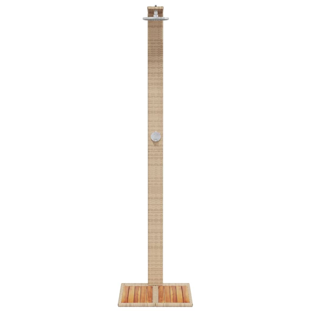 bézs polyrattan és akácfa kültéri zuhanyzó 50 x 55 x 224 cm
