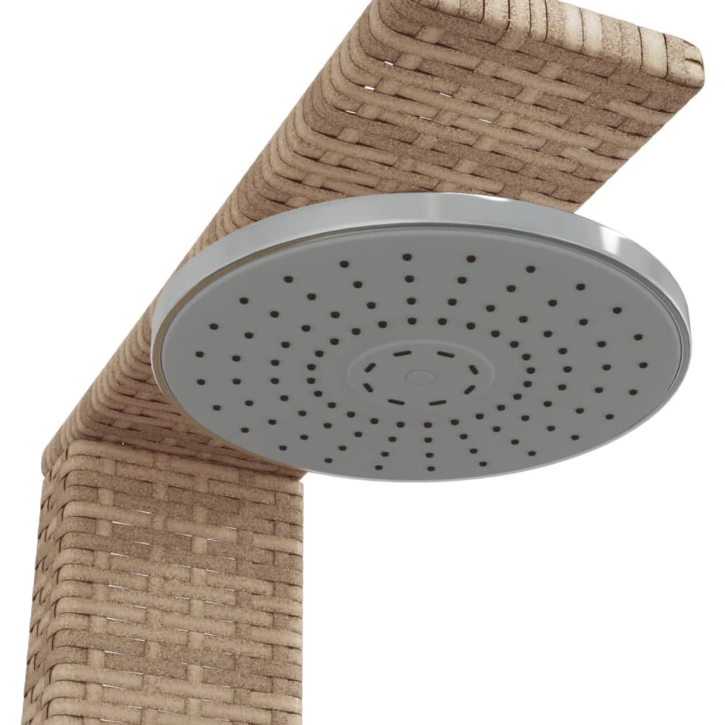 bézs polyrattan és akácfa kültéri zuhanyzó 50 x 55 x 224 cm
