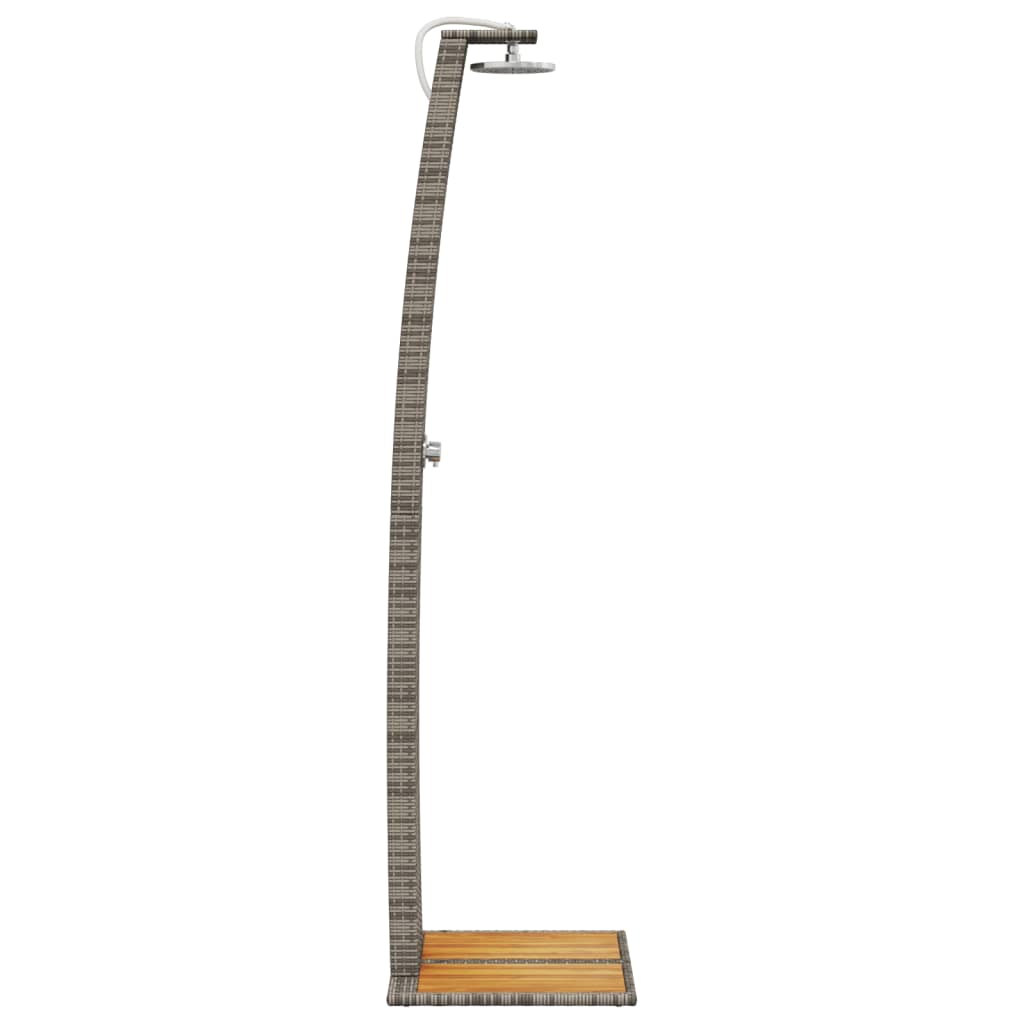 szürke polyrattan és akácfa kültéri zuhanyzó 55 x 60 x 224 cm