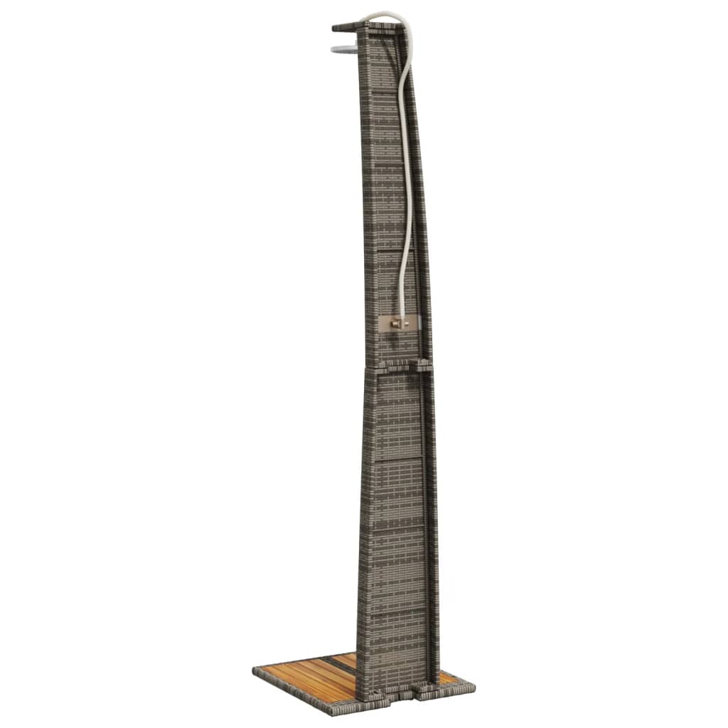 szürke polyrattan és akácfa kültéri zuhanyzó 55 x 60 x 224 cm