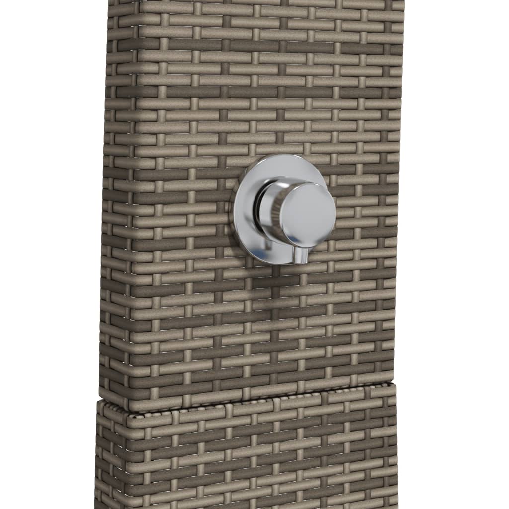 szürke polyrattan és akácfa kültéri zuhanyzó 55 x 60 x 224 cm
