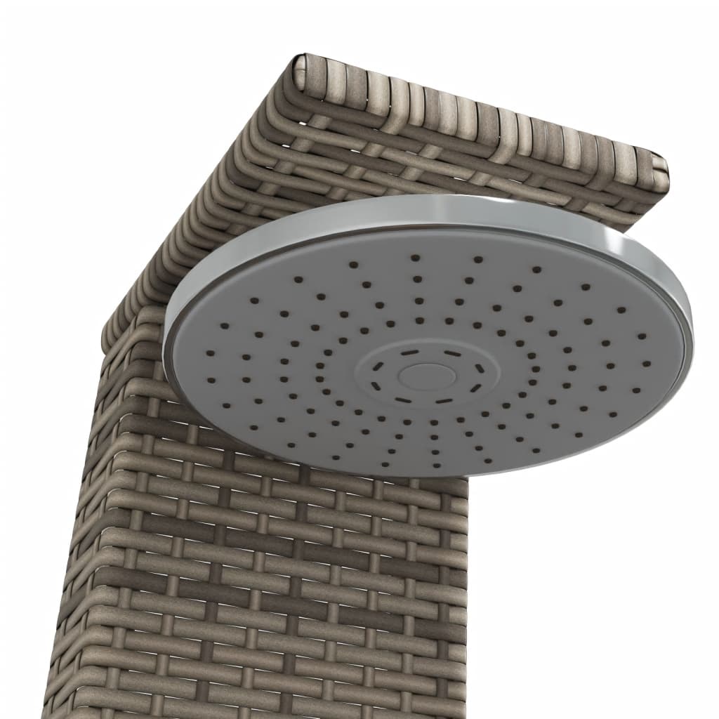 szürke polyrattan és akácfa kültéri zuhanyzó 55 x 60 x 224 cm