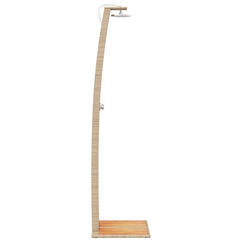 bézs polyrattan és akácfa kültéri zuhanyzó 55 x 60 x 224 cm