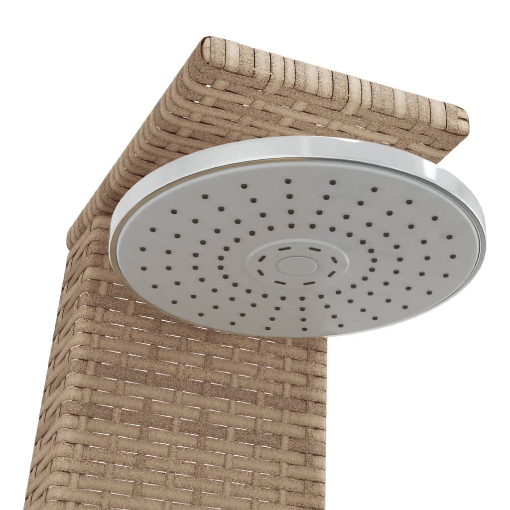 bézs polyrattan és akácfa kültéri zuhanyzó 55 x 60 x 224 cm