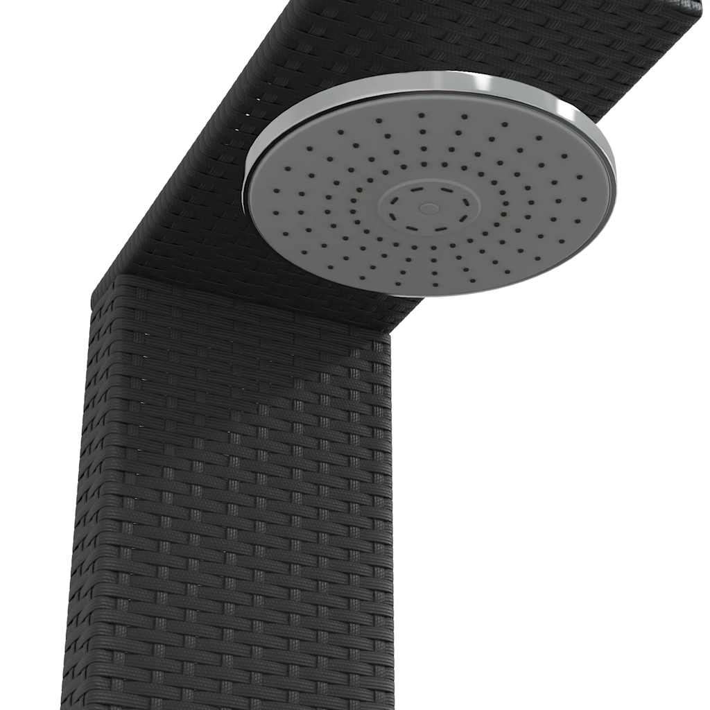 fekete polyrattan és akácfa kültéri zuhanyzó 100x100x241,5 cm