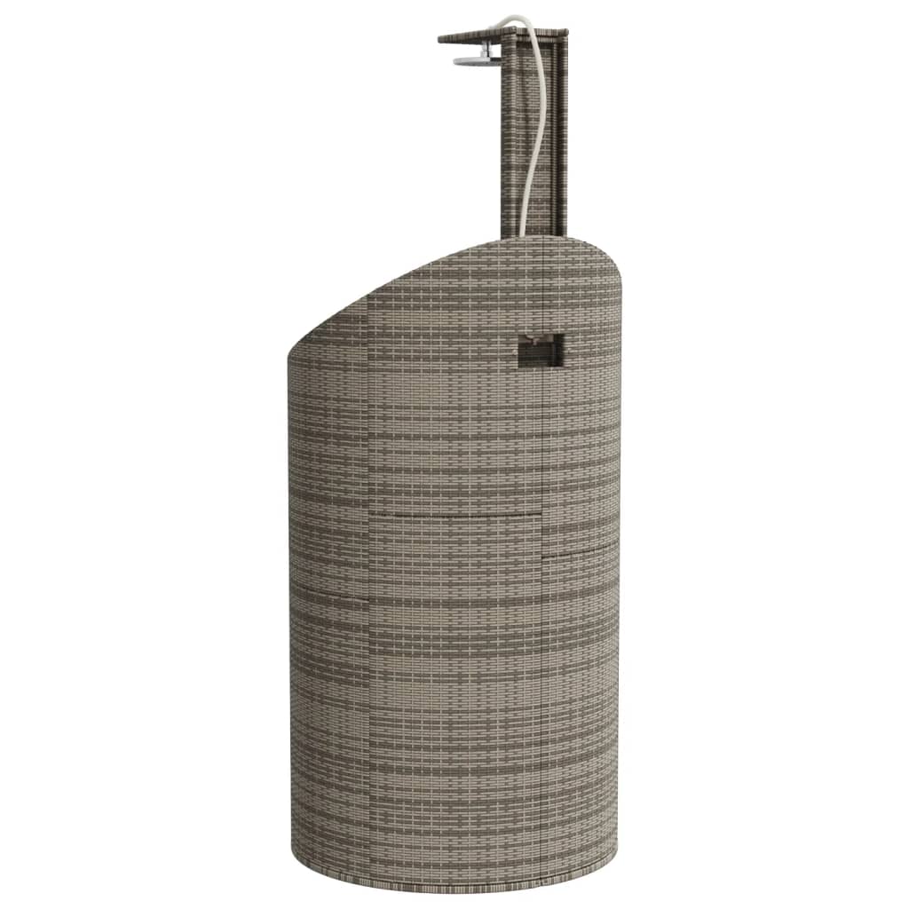 szürke polyrattan és akácfa kültéri zuhanyzó 100x100x241,5 cm