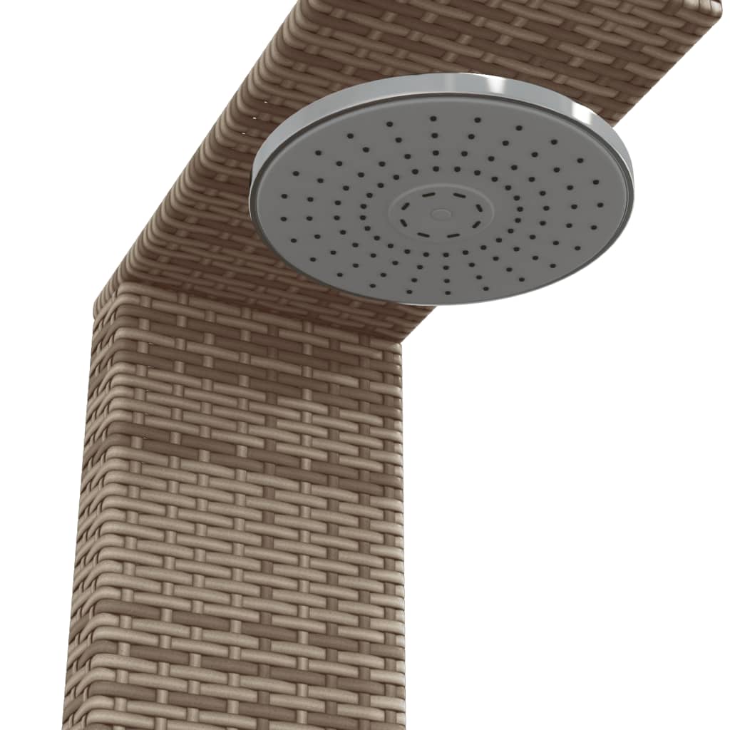 szürke polyrattan és akácfa kültéri zuhanyzó 100x100x241,5 cm