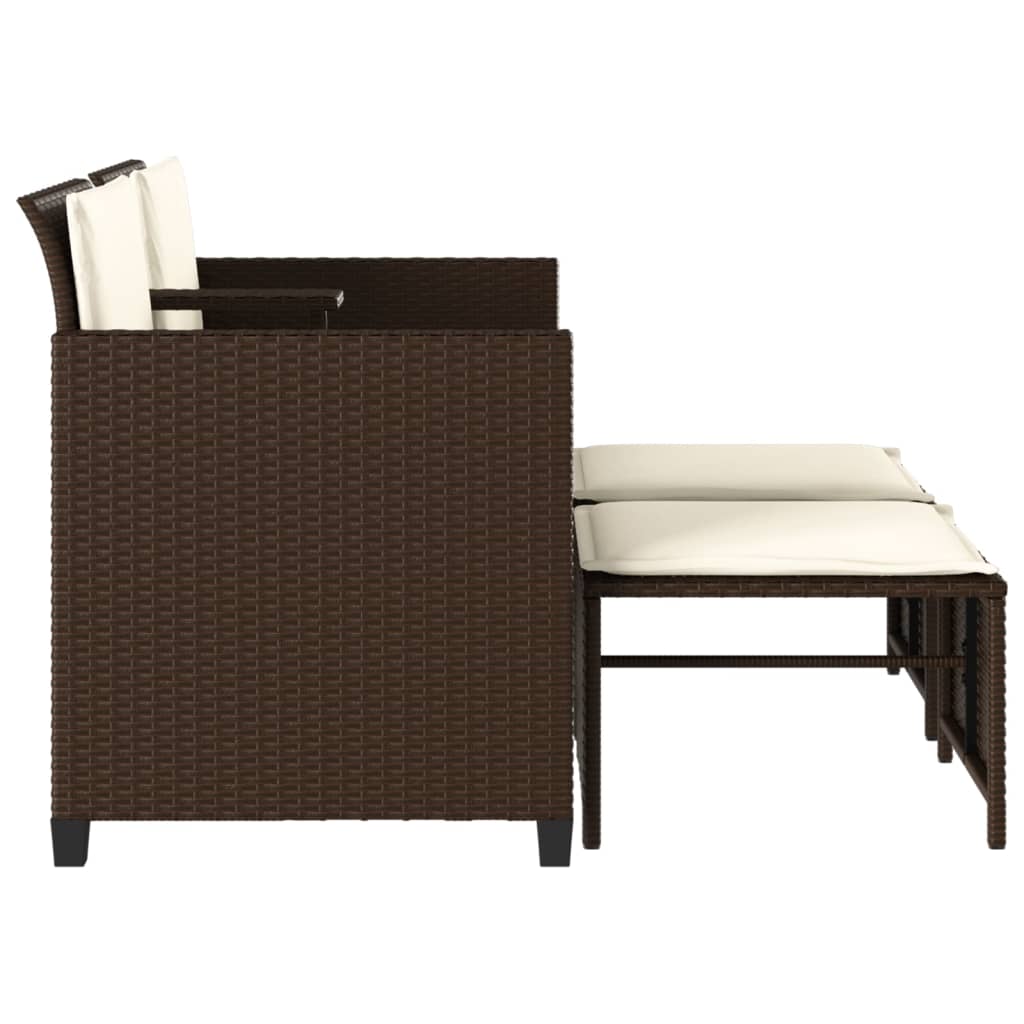 2 személyes barna polyrattan kerti kanapé asztallal/székkel