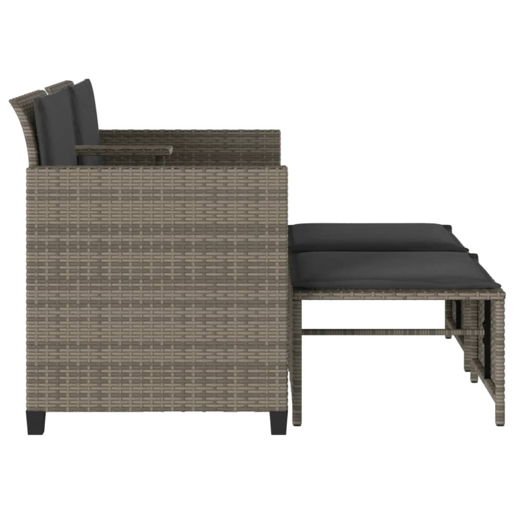 2 személyes szürke polyrattan kerti kanapé asztallal/székkel