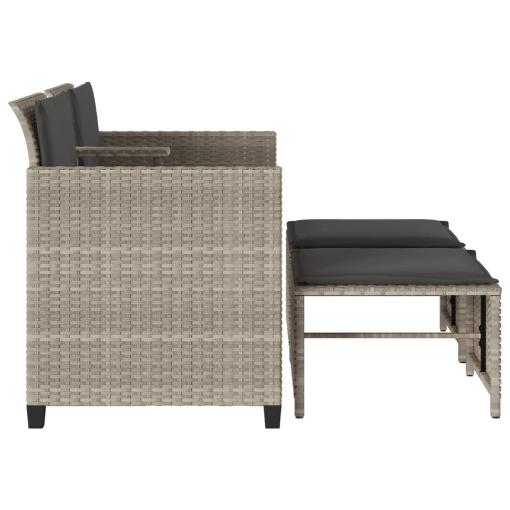 2 személyes szürke polyrattan kerti kanapé asztallal/székkel