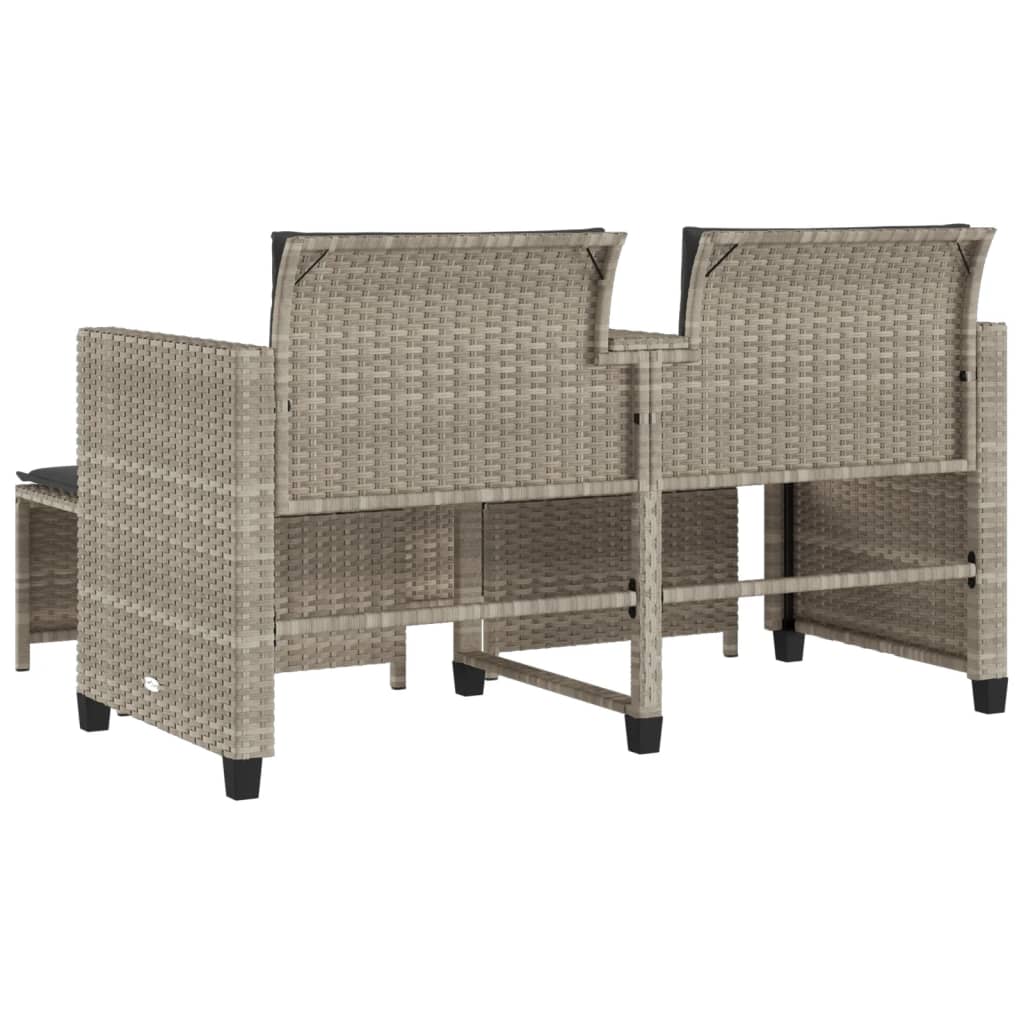 2 személyes szürke polyrattan kerti kanapé asztallal/székkel