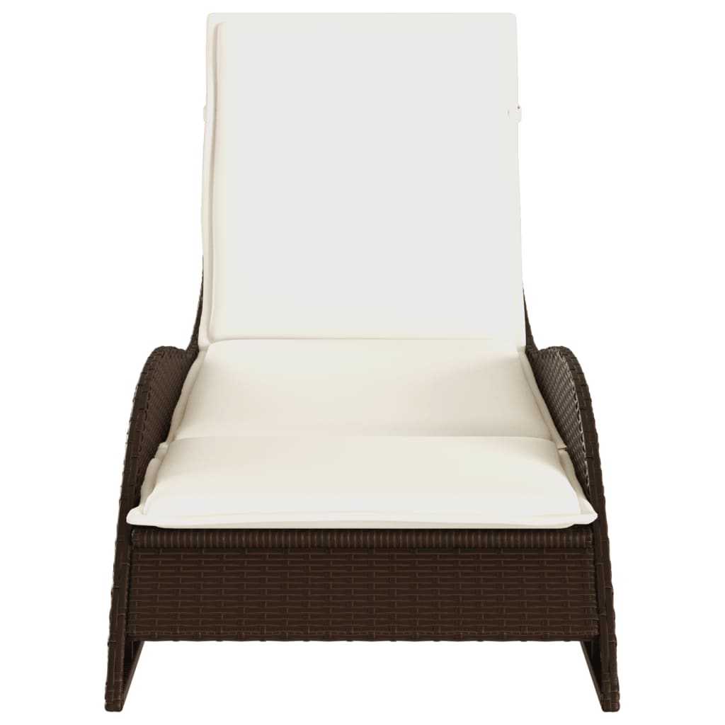 barna polyrattan napozóágy párnával 60x205x73 cm