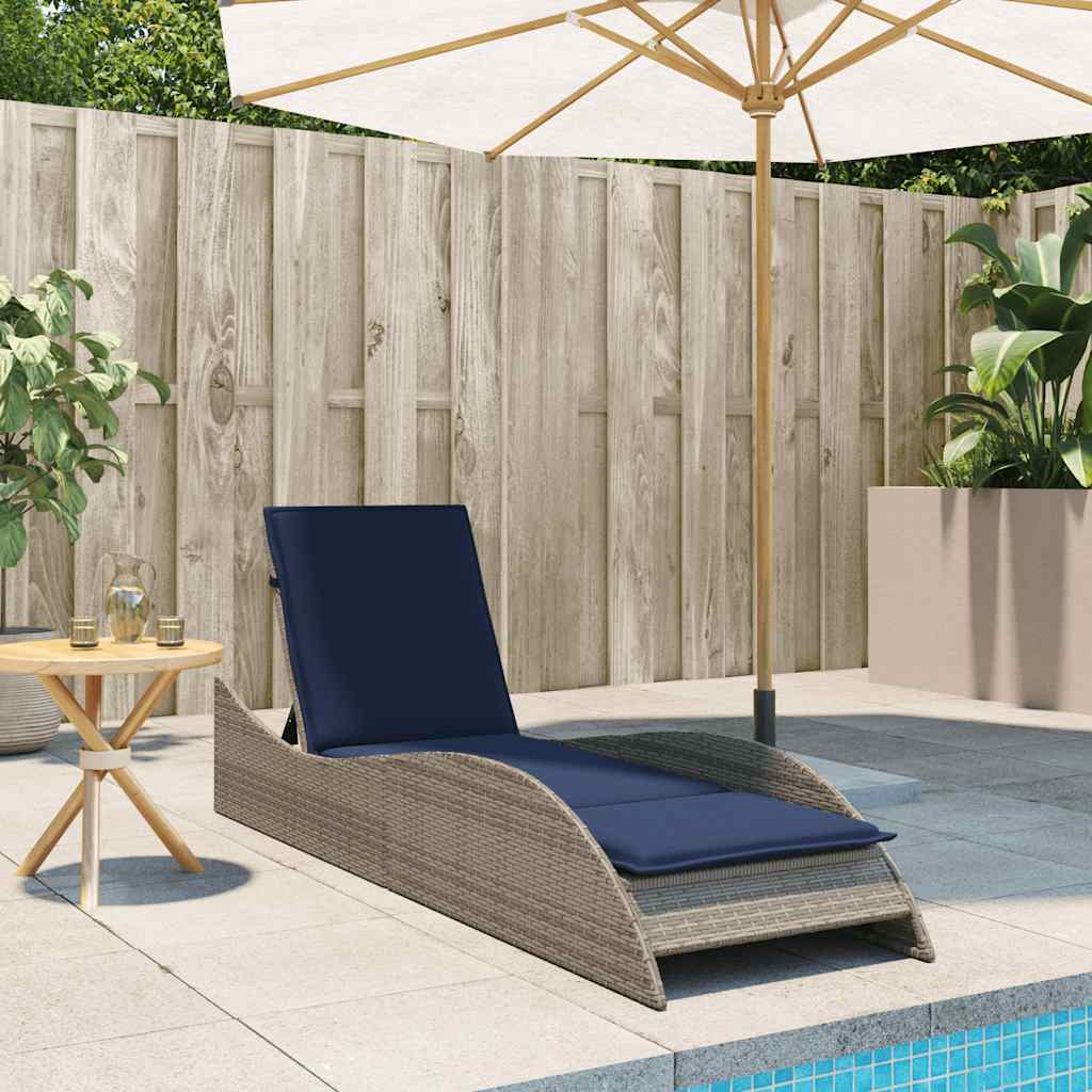 szürke polyrattan napozóágy párnával 60 x 205 x 73 cm