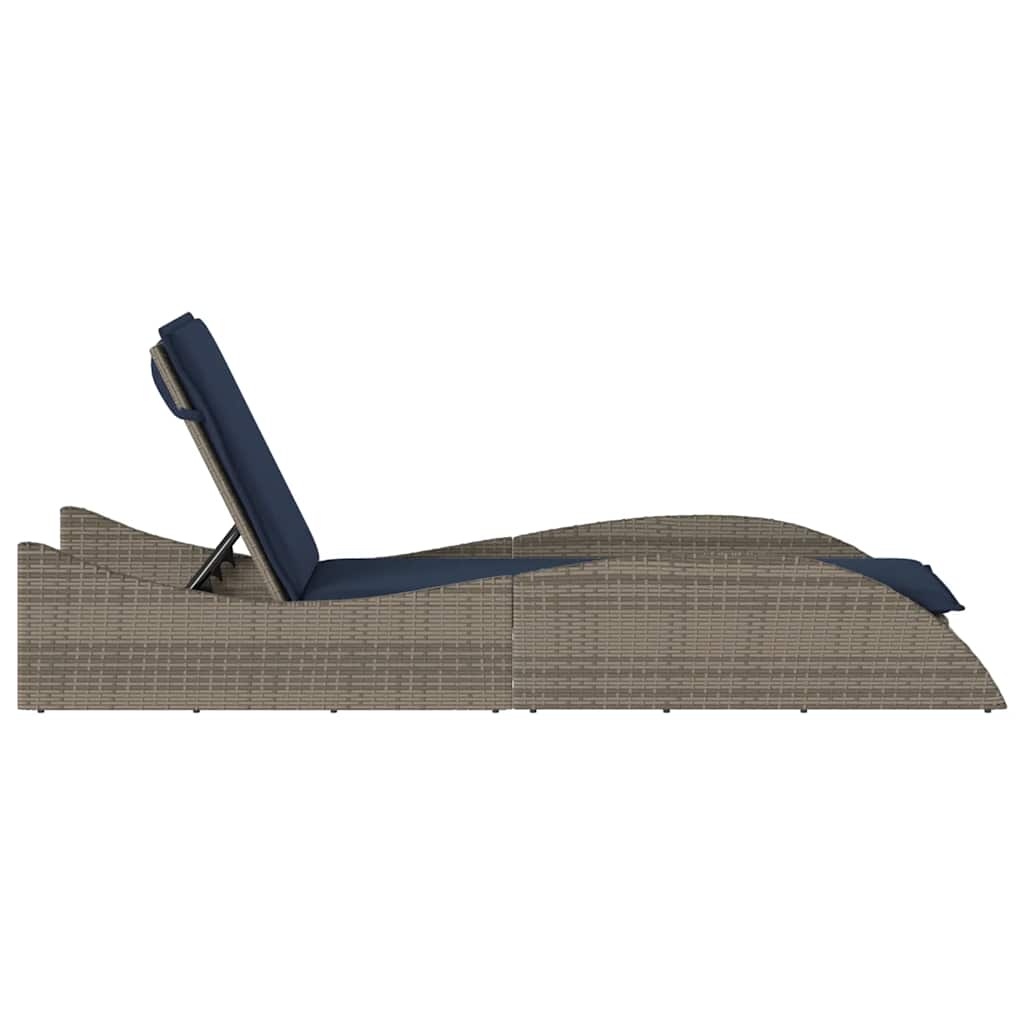 szürke polyrattan napozóágy párnával 60 x 205 x 73 cm