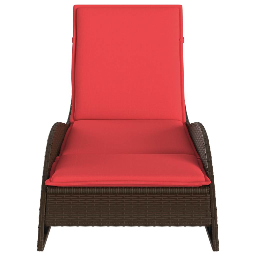 barna polyrattan napozóágy párnával 60 x 205 x 73 cm