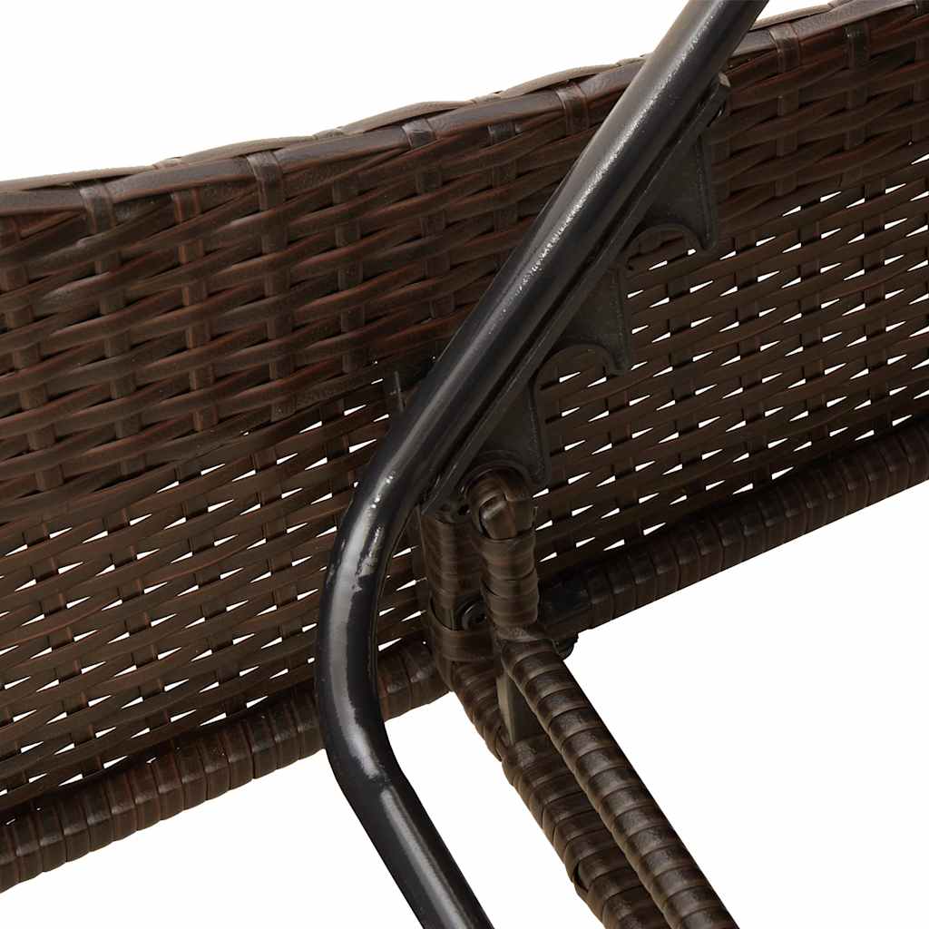 barna polyrattan napozóágy párnával 60 x 205 x 73 cm