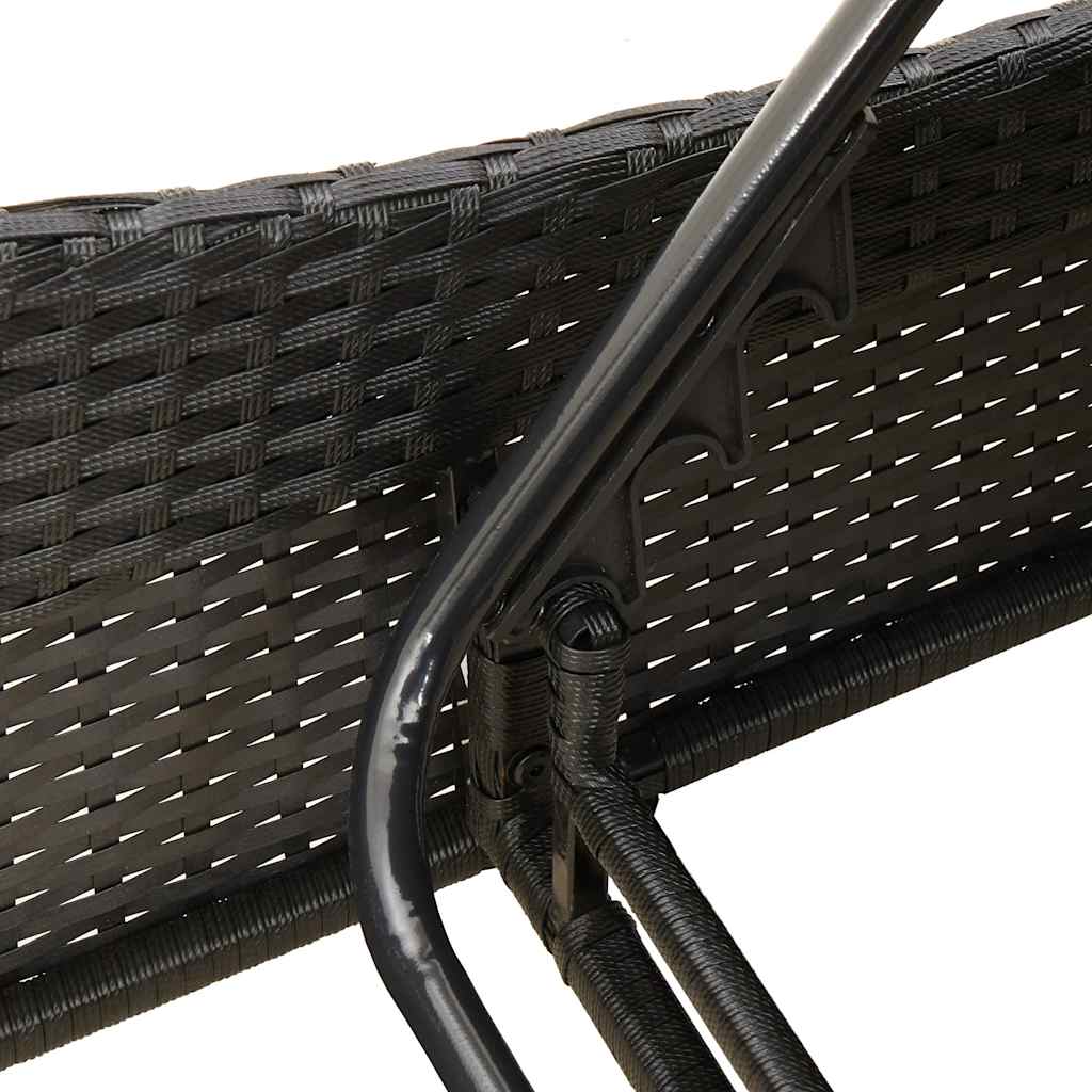 fekete polyrattan napozóágy párnával 60 x 205 x 73 cm