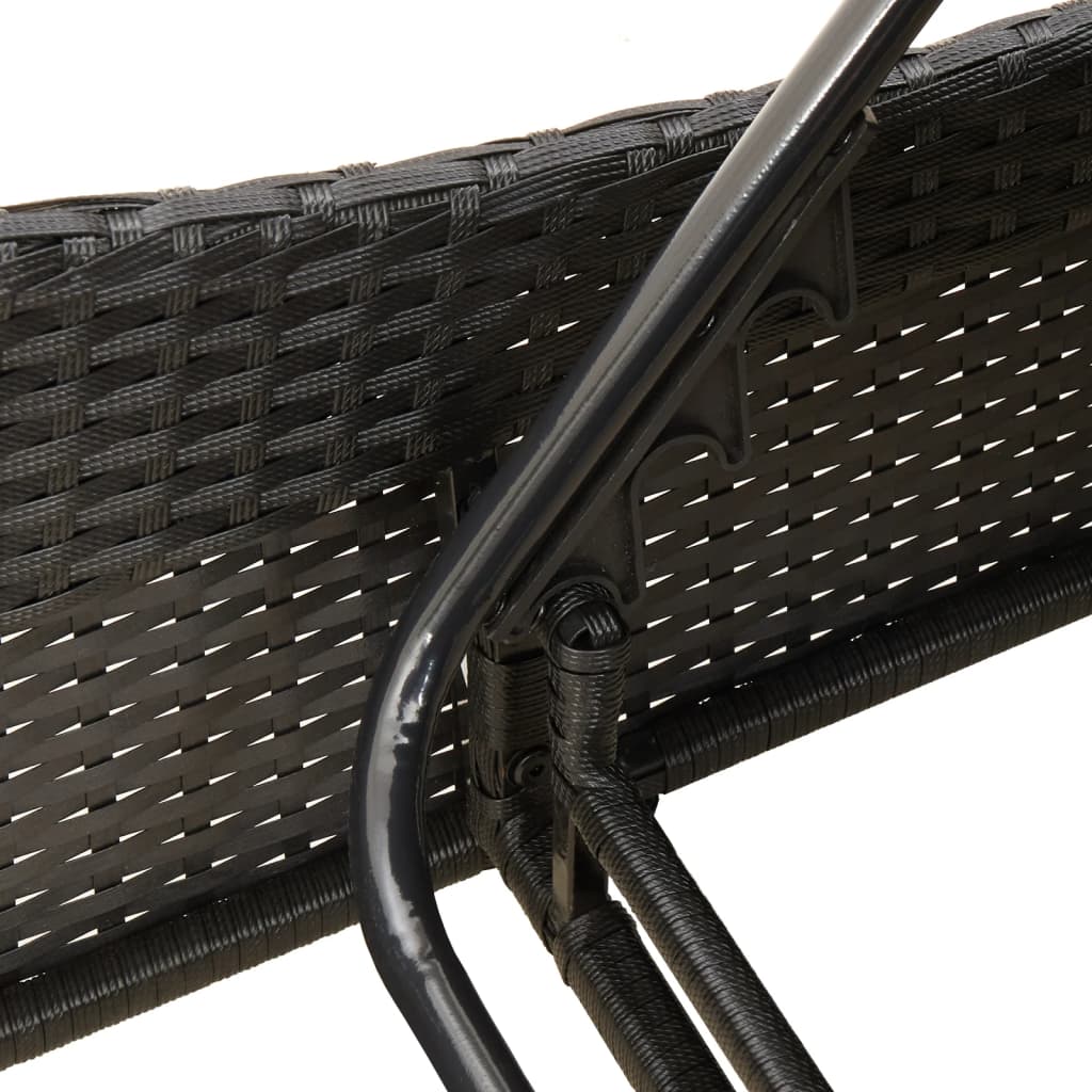 fekete polyrattan napozóágy párnákkal 114x205x73 cm