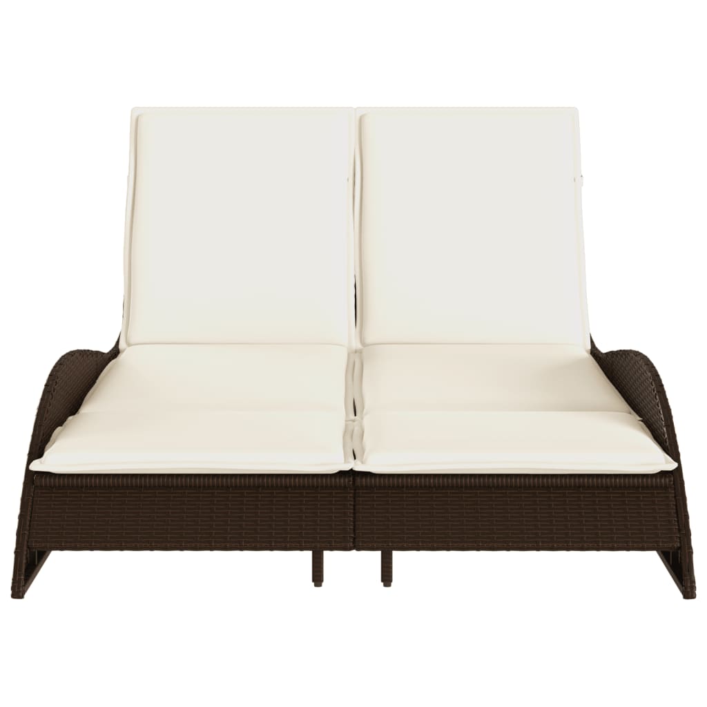 barna polyrattan napozóágy párnákkal 114x205x73 cm