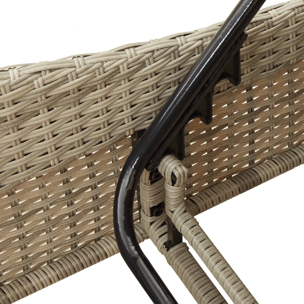 világosszürke polyrattan napozóágy párnákkal 114x205x73 cm